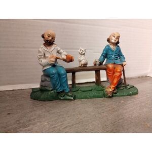 Drinking Buddies on Bench With Cat FONTANINI Made in Italy